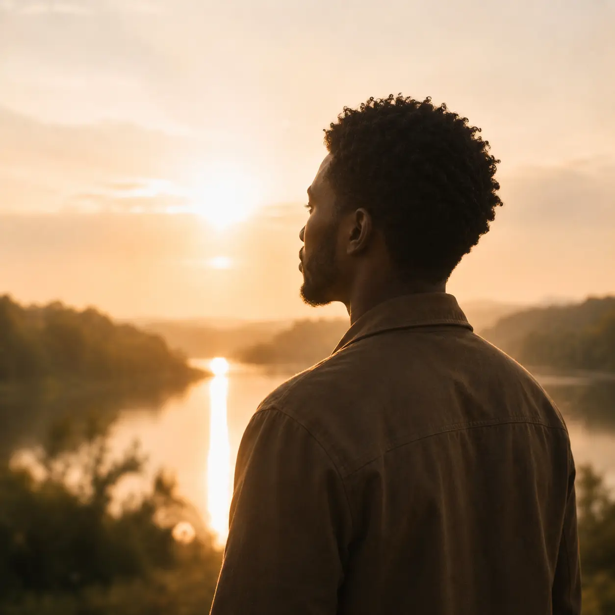 Woman looking toward a peaceful future